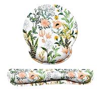 Dapesuom Keyboard Wrist Rest and Mouse Pad with Wrist Support, Memory Foam Wrist Rests for Keyboard and Mouse Set, Ergonomic Wrist Pad with Non Slip Base for Easy Typing & Pain Relief, White Floral