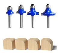 Dapetz 1/4 Inch Shank Round Over Edging Router Bit Set (1/8", 1/4", 3/8", 1/2" Radius, 4-Piece Set)