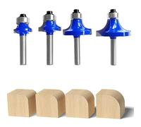 Dapetz® 1/4 Inch Shank Round Over Edging Router Bit Set Corner Rounding & Edge Forming Roundover Beading (1/8", 1/4", 3/8", 1/2" Radius, 4-Piece Set), Compatible with Bosch, Makita & DeWalt