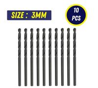 Dapetz 10 Pack 3mm Hss Jobber Drill Bits Din338 Black Twist Drill Bits For Metal, Wood & Plastic