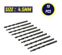 Dapetz 10 Pack 4.5mm Hss Jobber Drill Bits Din338 Black Twist Drill Bits For Metal, Wood & Plastic