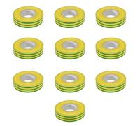 Dapetz 10 Rolls Electrical Insulation Tape 18mm X 33M Green Yellow Strong Pvc Adhesive Water Resistant Flame Retardant For Wiring