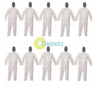 Dapetz ® 10 x Disposable Paper Suit Elasticated Hood Cuffs And Ankles And Waist Zip Fastening Fit Protective Overall Coveralls XL 136cm 54" Spray Paint or many more.