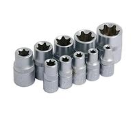 Dapetz ® 10Pc E Star Socket Set Torx Torq Torque Female 1/4" 3/8" Drive Storage Rail Comes with Female Torx/Star sockets/E Sockets Comes Complete on a Socket Rail for Easy Storage.