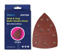 Dapetz ® Multi Tool Triangle Sanding Pads 10 PCS 120 Grits For Black+Decker BDEMS600, 102 x 62mm, 93mm Detail Sander Pads 11-Holes Mouse Sandpaper Sheets Hook and Loop