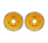 Dapetz ® 115mm Turbo Diamond Cutting Discs for Angle Grinder Pack of 2 Super Thin Clean Cut on Porcelain, Granite, Marble, Concrete, Tiles, Stones & Ceramics 4.5" Wheel - Size 115 x 10 x 22.2mm
