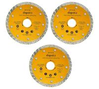 Dapetz ® 115mm Turbo Diamond Cutting Discs for Angle Grinder Pack of 3 Super Thin Clean Cut on Porcelain, Granite, Marble, Concrete, Tiles, Stones & Ceramics- 4.5" Wheel - Size 115 x 10 x 22.2mm