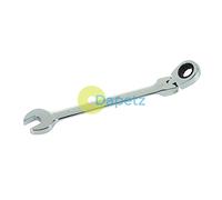 Dapetz® 12mm Flexible Head Ratchet Spanner - Chrome Vanadium Steel, 12-Point Ring, 15° Offset Open End Wrench for Tight Spaces