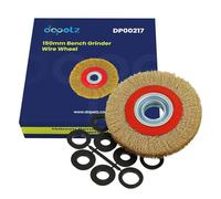 Dapetz 150mm 6" Bench Grinder Wire Wheel - Brassed Crimped Steel Wire Bristles - 10pcs Adaptor Rings - Cleaning, Derusting, Polishing