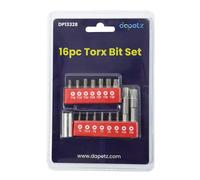 Dapetz ® 16 Piece Torx Bit Set for Maintenance Assembling Strong Corrosion Resistance, Security Tamperproof Star Bits Including Drive Adaptor