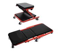Dapetz 2-In-1 Folding Car Creeper & Seat 36In Padded Mechanics Creeper With 6 Swivel Wheels 150Kg Red
