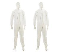 Dapetz ® 2 Pack Disposable Coverall Protective Suits Overall Suits with Hood Medium 170cm 67", Elastic Cuffs, Ankles, and Hood, Zip Front Opening for Painting, Cleaning, Safety Workwear, Men, Women