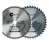 Dapetz 2Pcs Tct Circular Wood Fine Cut Saw Blade 250mm X 30mm Bore 80 Teeth, 22.2mm Rings Mitre Hardened Tempered