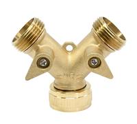 Dapetz ® 3/4" Solid Brass Double Tap Adaptor Brass 2 Way Double Outside Tap Adaptor Garden Irrigation Hose Connectors-Two Way Brass Tap Manifold Y Style Garden Hose