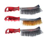 Dapetz 3 Piece Hand Wire Brush Set 265mm 125mm General Purpose 1 Steel Brush 1 Brass Brush 1 Stainless Steel Brush