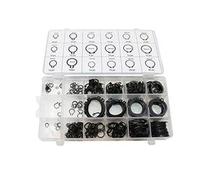 Dapetz ® 300Pcs 18 Sizes E-Clip Snap Ring Shop Assortment Black Circlip Kit External Retaining Ring Assortment Set 3mm to 32mm in A Handy Plastic Storage Box