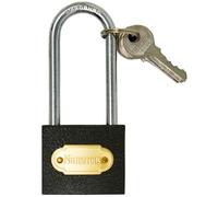 Dapetz ® Solid Cast Iron Padlock 38mm 6mm Extra-Long Hardened Steel Shackle Indoor Outdoor Safety Security Lock Includes 3 Steel Keys.