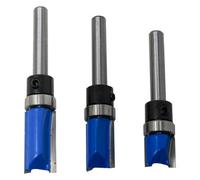 Dapetz 3Pc Flush Trim Router Bit Set Top Bearing Pattern Milling Template Cutter 1/4" Shank Blade Lengths 25mm, 20mm, 11.9mm