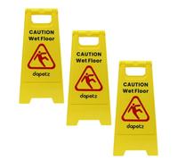 Dapetz ® 3Pc Warning Caution Wet Floor Sign Yellow 295 x 610mm Cleaning In Progress Floor Sign Mini Wet Floor Sign A-Frame Cone Slip Warning Hazard For Commercial & Business Use