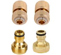 Dapetz 4 Pcs Garden Hose Quick Connector Brass Quick Hose End Connector Hose Nozzle Quick Connect Male And Female 3/4 Inch Set