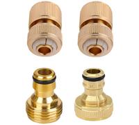 Dapetz ® 4 PCS Garden Hose Quick Connector Brass Quick Hose End Connector Hose Nozzle Quick Disconnect Water Hose Fittings Male and Female 3/4 inch Set
