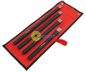 Dapetz ® 4 Piece Extra Long Cold Chisel Garage Tool Set 250mm 300mm 350mm 400mm High Density Chrome Vanadium Black Phosphate Finish Extra Long Chisels