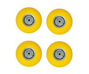Dapetz® 4x10" Solid Rubber Wheelbarrow Wheel Replacement - 4.10/3.50-4 Tyre for Sack Truck, Sack Barrow & Trolley Cart - Puncture-Proof Yellow PU Foam Wheel - Heavy-Duty Sack Truck Tyres
