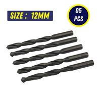 Dapetz 5 Pack 12mm Hss Jobber Drill Bits Din338 Black Twist Drill Bits For Stainless Steel Metal Wood & Plastic