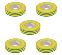 Dapetz 5 Rolls Electrical Insulation Tape 18mm X 33M Green Yellow Strong Pvc Adhesive Water Resistant Flame Retardant For Wiring