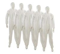 Dapetz ® 5 x Disposable Paper Suit Protective Overall Coveralls XXL 146cm 58" Quality, Disposable Breathable Protective Coverall Suit,Durability and Comfortable in Non-Hazardous,Non-Woven.