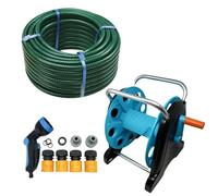 Dapetz ® 50M Garden Hose Pipe, Hose Reel Cart & Connectors Set Assembled: Reinforced Outdoor HOSEPIPE (1/2 inch) Diameter, Hose Reel Cart Sturdy Frame for General Use, Fittings Included