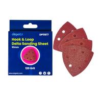 Dapetz ® 5PCs Delta-Triangle Sanding Sheets Detail Sander Pads 93 x 93 x 93mm Durable Dust-Free 6-Holes Sander Sandpaper Hook and Loop Triangle 120 Grit Compatible with Bosch, Makita,Black and Decker
