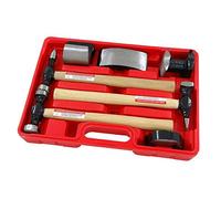Dapetz ® 7pc Car Auto Body Repair Panel Beating Kit Drop Forged Steel Hammers Tool Set Hammers with Contoured Wooden Handles Universal Heel/Curved and Mushroom Dollies