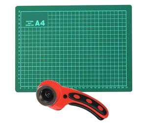 Dapetz ® A4 Cutting Mat Self Healing & Rotary Cutter 45mm Fabric Cutter Craft Cutting Board for Crafting, Quilting, Sewing, Patchworking 220mm x 300mm