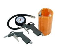 Dapetz ® Air Compressor Recoil Hose Line Pump Accessory Tool Kit 3 Pieces 220PSI Set Air Duster Gun, Tyre Inflator with Pressure Gauge and 4.5 Metre Coiled Hose