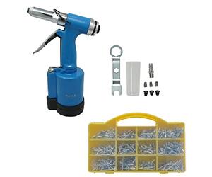 Dapetz ® Air Hydraulic Riveter, Heavy-Duty Pneumatic Rivet Gun, 2.4-4.8mm (3/32", 1/8", 5/32", 3/16") Capacity, Pop Rivet Gun with 650PCS Rivets for Professional Use