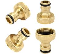 Dapetz Brass Hose Tap Connector 3/4" Tap Connector Threaded Tap Adapter Quick Coupling Garden Hose Component Connections 4 X