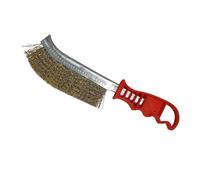 Dapetz ® Brass Wire Brush with Grip Handle - General Purpose Crimped Long Handled Wire Brush for Rust Removal and Surface Preparation