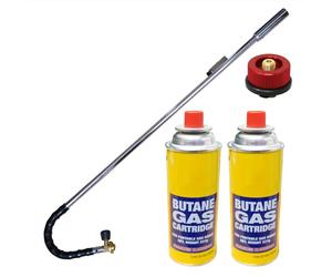 Dapetz ® Butane Wand Blowtorch For Weed Gas Burner Torch with Adjustable Flame Weeds Killer Burner Flame Thrower With 2 Gas Refills Canisters with adaptor Converts Fuel Canister Head for Long Gas Tank