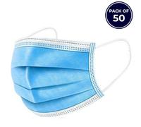 Dapetz Disposable Face Masks 3 Ply Triple Layer Dustproof Mouth Nose Cover Breathable Fluid Resistant 50 Pcs