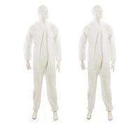 Dapetz Disposable Paper Suit Protective Overall Coveralls Medium 120Cm 46" Non-Woven Coverall Zip-Up Front Elasticated Hood 2Pcs
