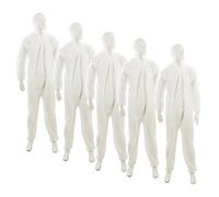 Dapetz Disposable Paper Suit Protective Overall Coveralls Medium 120Cm 46" Non-Woven Coverall Zip-Up Front Elasticated Hood 5Pcs
