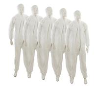Dapetz Disposable Paper Suit Protective Overall Coveralls Xxl 185Cm 73" Non-Woven Coverall Zip-Up Front Elasticated Hood 5Pcs