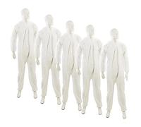 Dapetz ® Disposable Work Overall with Hood, Chemical Protection Hazmat XL 136cm 54" White Paper Coverall Suit, Industrial Safety Workwear For Men, Women 5 Pc