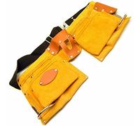 Dapetz ® Double Pouch Tool Belt 10 Pocket Small Pocket Tool Bag with Adjustable Nylon Belt Suede Leathe Professional Waist Work Pouch for Electricians Carpenter