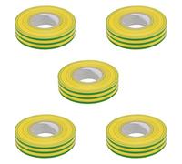 Dapetz ® Electrical Insulation Tape 18mm x 33m - Strong PVC Adhesive | Water-Resistant & Flame Retardant | Professional & DIY Use | Green & Yellow 5 Roll