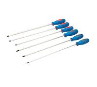 Dapetz ® Extra-Long Screwdriver Set 6pce Chrome Vanadium and Tempered Blades on 325mm shafts. Blackened Magnetic Tips. Comfortable Soft-Grip Handles. Ideal for accessing recessed Screws.