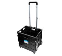 Dapetz ® Folding Box Trolley 25Kg Transport Storage Office Warehouse Van Camping, Foldable Plastic Shopping Trolley - Lightweight Teacher's Book Cart - Wheeled Folding Storage Box