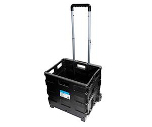 Dapetz ® Folding Box Trolley 25Kg Transport Storage Office Warehouse Van Camping, Foldable Plastic Shopping Trolley - Lightweight Teacher's Book Cart - Wheeled Folding Storage Box