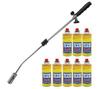 Dapetz ® Gas Powered Weed Burner Blaster Torch Wand with Auto Ignition Weed Burner Gas Weed Killer with Adjustable Flame Thrower for Plant Moss Garden 80cm + 8 Butane Gas Canister